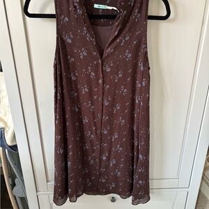 Kimchi Blue Sleeveless Floral Blouse - Brown and Purple